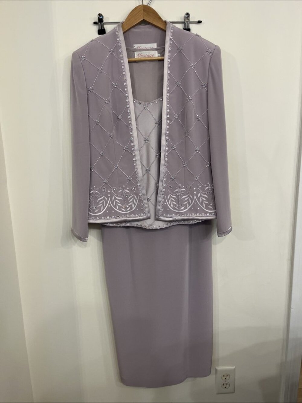 Montage by Mon Cheri 3-Pc Beaded Skirt Suit Jacket Mother of the Bride 10 Lilac